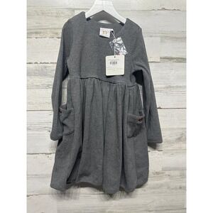 Swoon Baby Ribbed Ballet Dress Girls 8 Grey Long Sleeve Pockets NWT